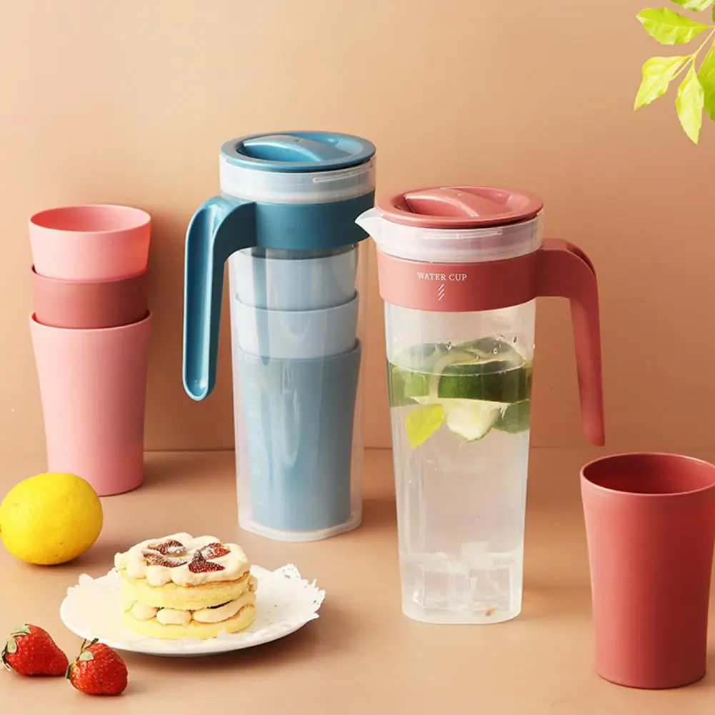 

1 Set 1000ml Cold Water Pot Large Capacity Safe Healthy Plastic Water Pot Cold Water Bottle for Home Kettles Drinkware