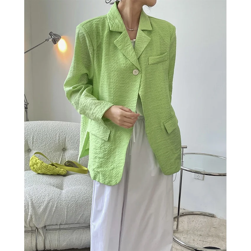 

GVUW Summer Jacquard Long Sleeve Thin Top Jacket Female Oversize Custom Coats Casual Women's Blazer New Arrival KB9144