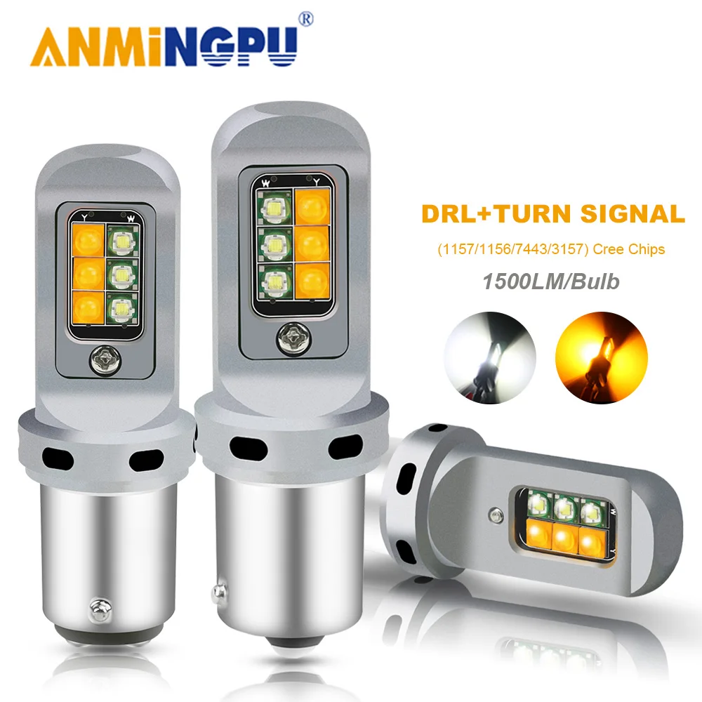 ANMINGPU 2x сигнальная лампа 1500LM 1156 Led BA15S P21W BAU15S PY21W лампы 1157 Bay15d T20 7443 W21/5 Вт 3157
