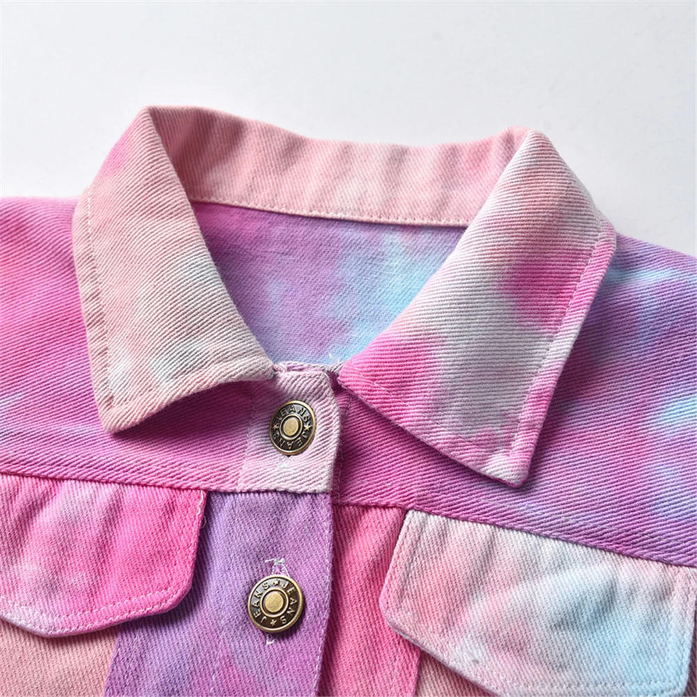 

Mudkingdom Fashion Boys Girls Denim Jackets Tie Dyed Button DownToddler Outerwear Coats Baby Boy Girl Spring Autumn Jean Jacket