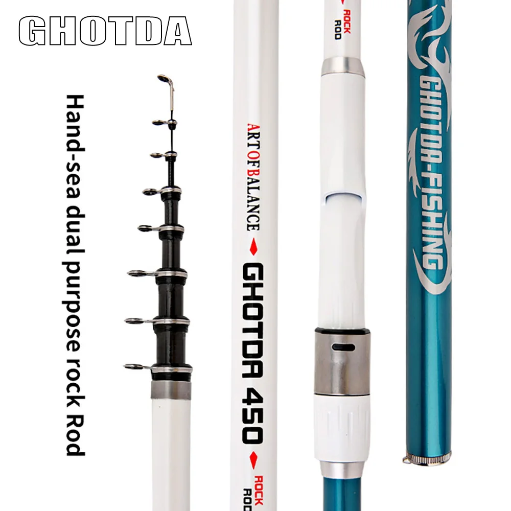 

GHOTDA Portable Rock 3.6m 4.5m 5.4m 6.3m Carp Rod Telescopic Sea Fishing Rod Spinning Rod Carbon Fiber Ultralight Hard