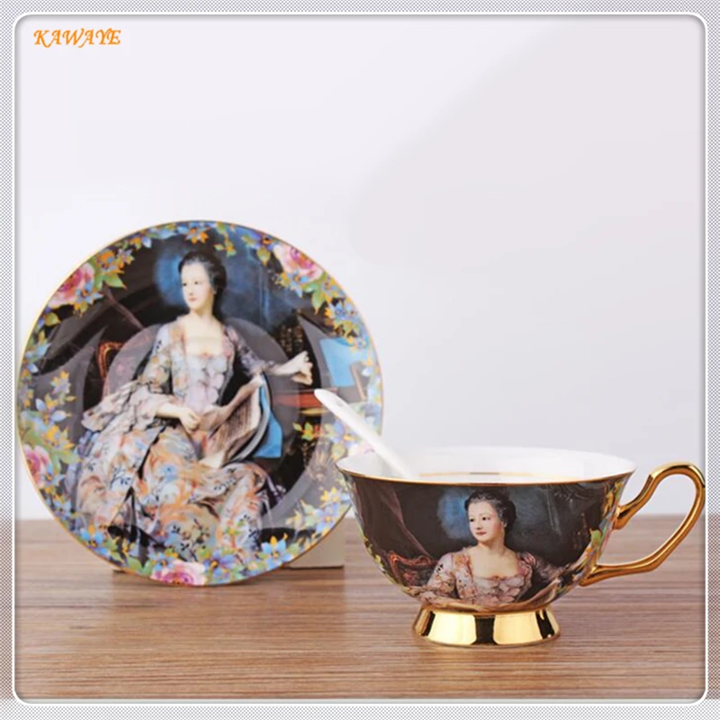 Керамическая чашка 5ZDZ473 в европейском стиле винтажный подарок ретро с рисунком