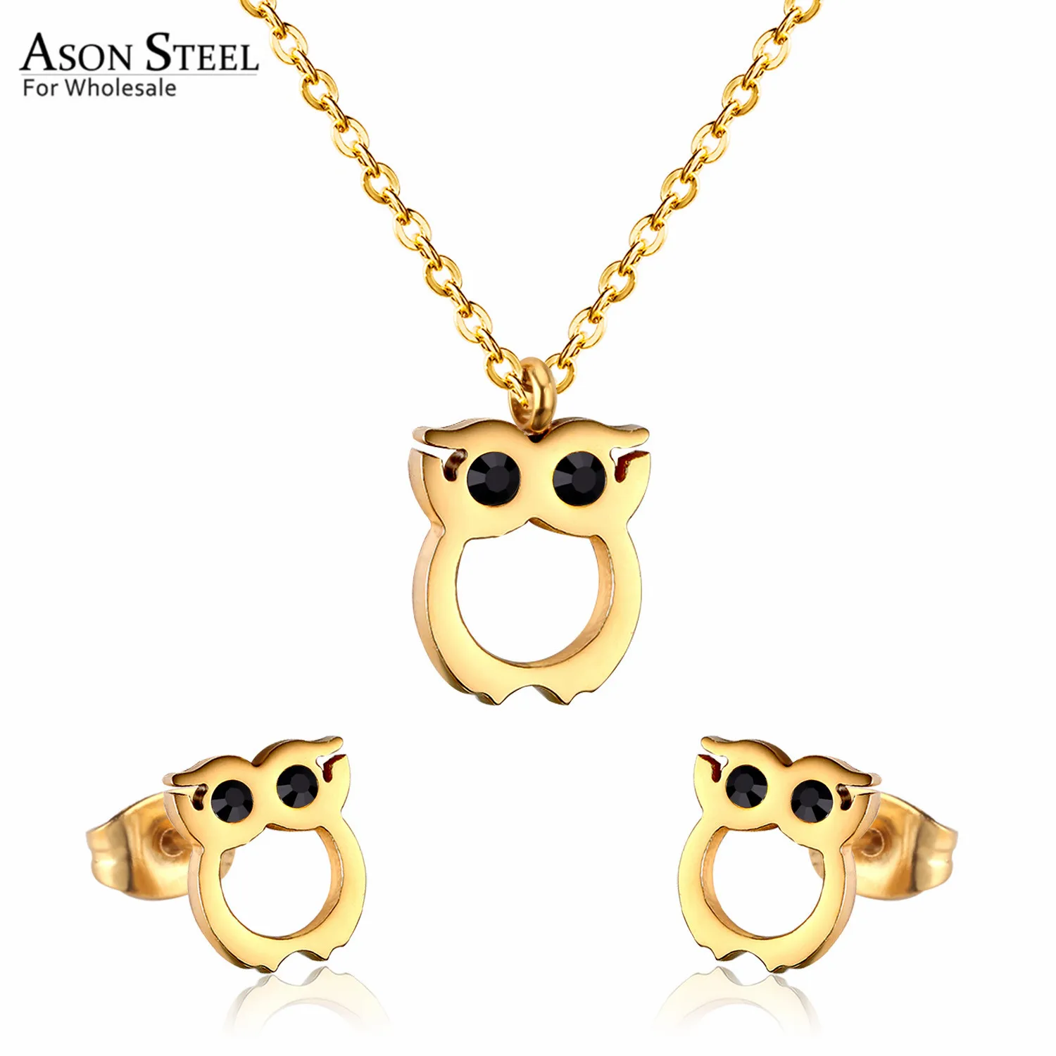 Набор украшений ASONSTEEL с фианитом в виде совы для женщин/девушек
