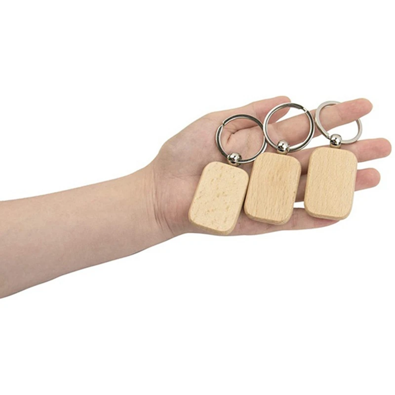

25Pieces Blank Wooden Key Chain Diy Wood Keychain Rings Key Tags Jewelry Findings Craft