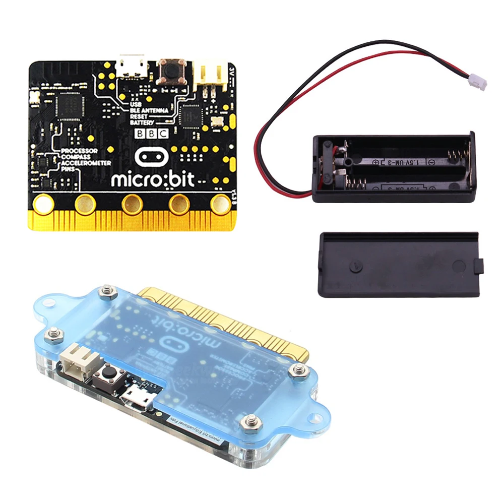 S ROBOT BBC Micro:bit стартовый комплект с Micro bit акриловым корпусом + battery case аллигаторные