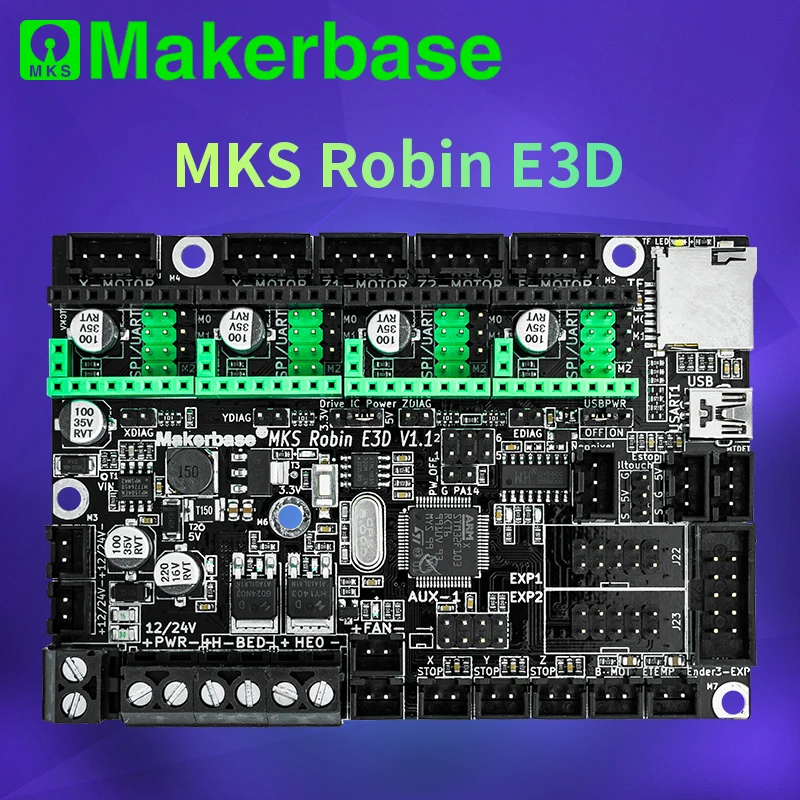 Placa de Controle Driver para Creality 3d com Tmc2209 Makerbase Robin 32bit Peças Impressora Uart Modo Ender 3 Cr-10 Mks e3 E3d
