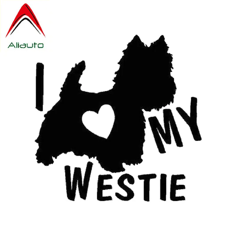 

Автомобильные наклейки Aliauto I Love My Westie Terrier, виниловые Водонепроницаемые Светоотражающие наклейки с УФ-защитой, черные/серебристые, 14 см * 13 с...