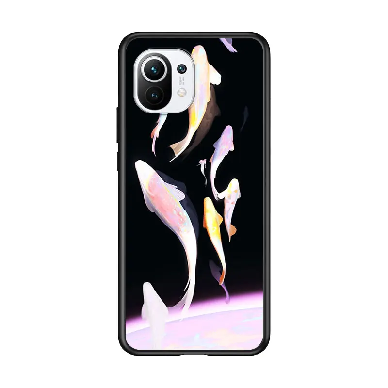 

Lucky fish for Xiaomi Mi 11 10T Note 10 Ultra 5G 9 9T SE 8 A3 A2 A1 6X Pro Play F1 Lite 5G Black Phone Case