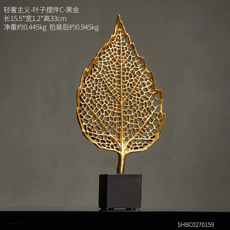 

Europe Leaf Model Statue Home Decor Modern Abstract Sculpture Office Desk Decoration Living Room Resin Craft Vintage Ornaments