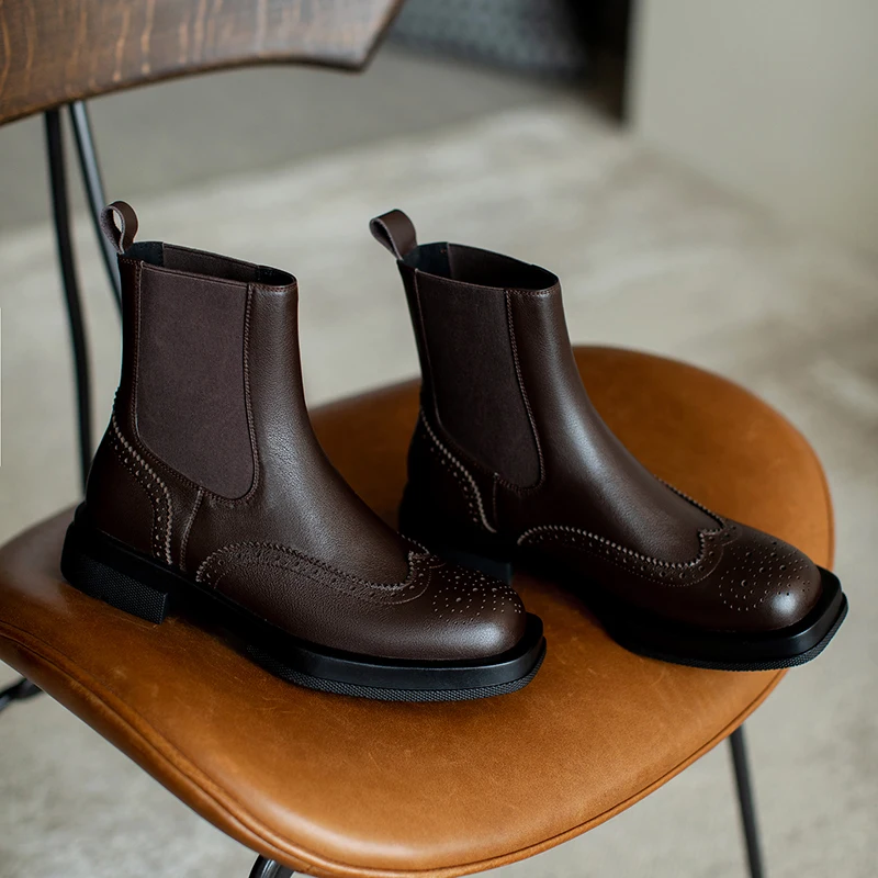 

Steinmeier Elegant Winter 2020 Women Genuine Leather Ankle Boots New Arrival Thick Heels Pumps Autumn Party Working Shoes Woman