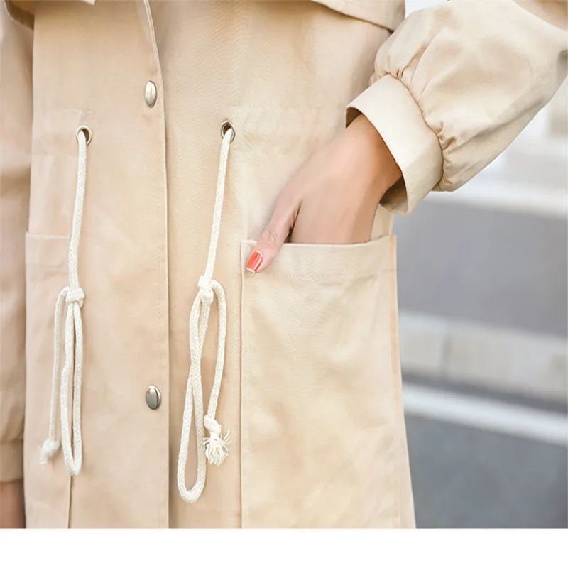 

2020 New Spring Women Trench Coat Turn-Down Collar Long Coat Button Loose Windbreak Overcoat Female With Belt Streetwear M415
