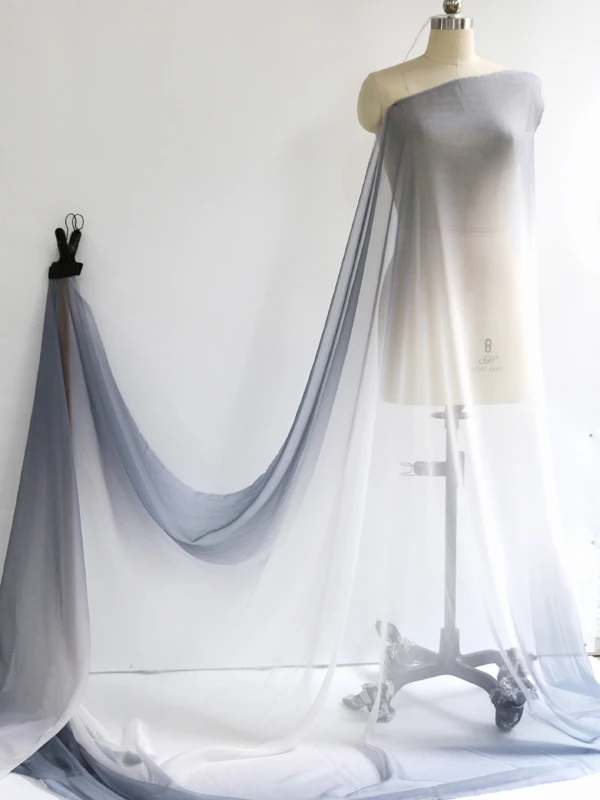 1 метр X 48 м тонкий 30D Омбре шифоновая ткань мягкий танцевальный шарф Hanfu марлевый