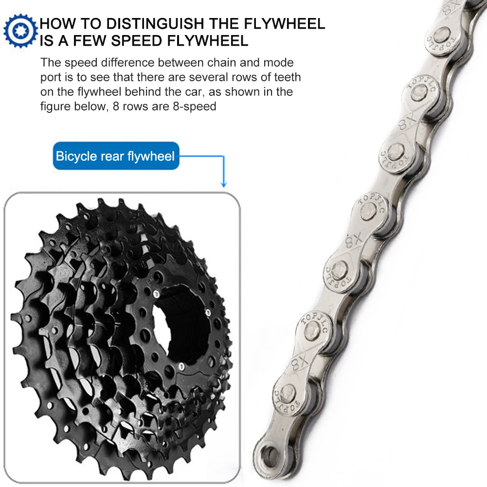 6 7 8 Speed Bicycle Chain Single Velocidade MTB Chains Silver Part Carbon Steel 1/2 x 2/32 inch 116 Links | Спорт и развлечения