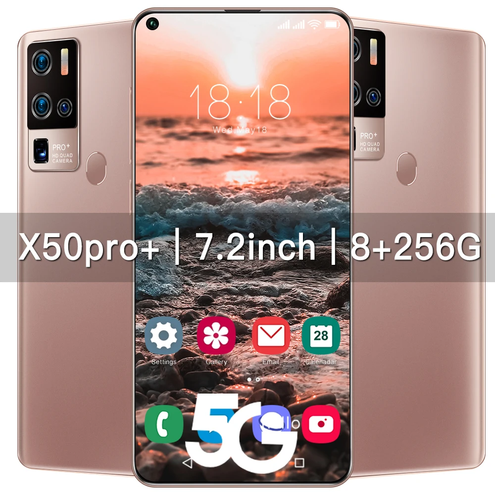 

Global Version X50Pro+ Smartphone 7.2 Inch Full Screen Deca Core 5800mAh 12GB 512GB 4G LTE 5G Network Smartphones