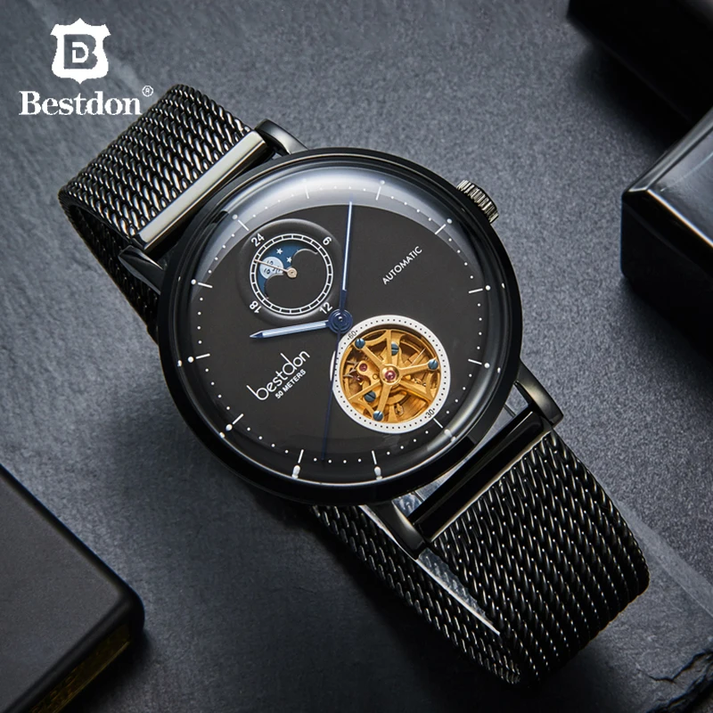 Швейцарские мужские механические наручные часы автоматические с турбийоном