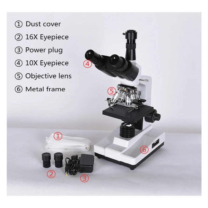 Профессиональный лабораторный биологический тринокулярный микроскоп HD с зумом