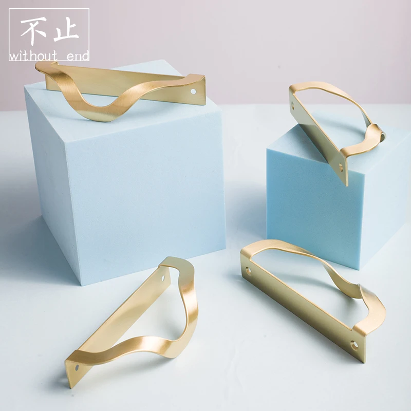 Простая ручка для шкафа оригинальный латунный ящик золотые невидимые мебельные