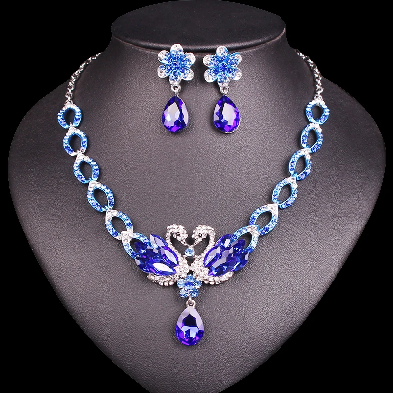 Комплект из колье и серёг с кристаллами|crystal bridal jewelry set|bridal setsfashion sets |