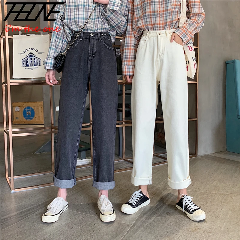 

Women's Mom Jeans Pants Fashion High Waist Denim Pants Classic Jeans Wide Leg Casual Trousers Female Pantalones Vaqueros Mujer