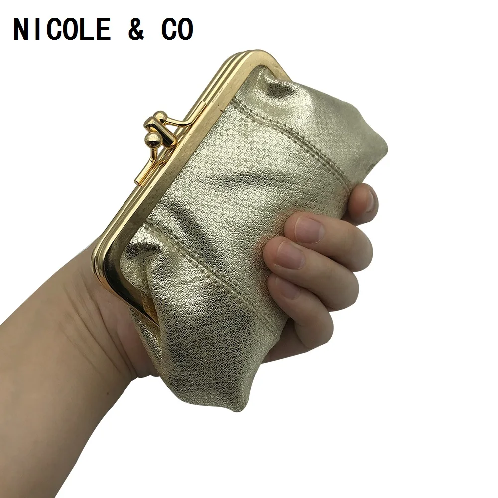 

NICOLE & CO Women Sheepskin Wallet Metal Hasp Genuine Leather Coin Purse Original New Mini Change Money Bag Card Holder For Girl