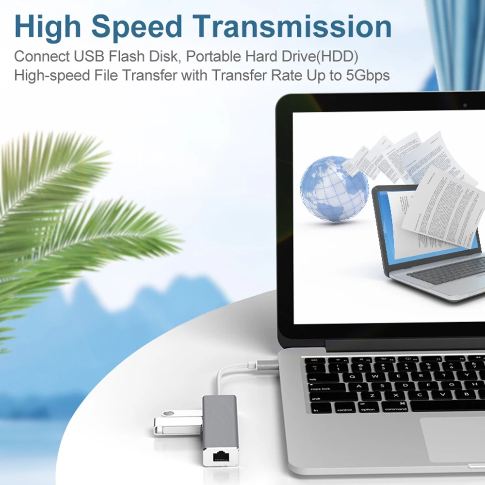 Адаптер tebe 4 в 1 с 3 портами USB 0 Type C к Rj45 Lan Ethernet сетевой разветвитель адаптер для