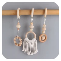 3pcsset nordic style baby play gym frame pendants wooden activity gym frame stroller hanging pendants baby play toys