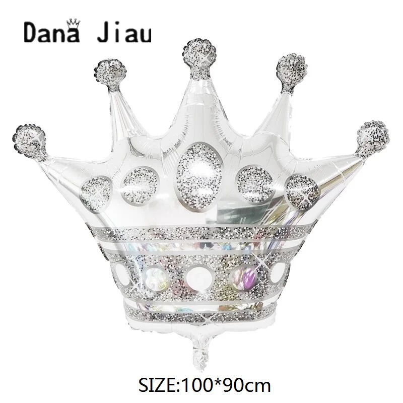 

Dana jiau big silver crown party foil Balloon 20 years old Happy Birthday decoration golden crowns baby shower helium ball