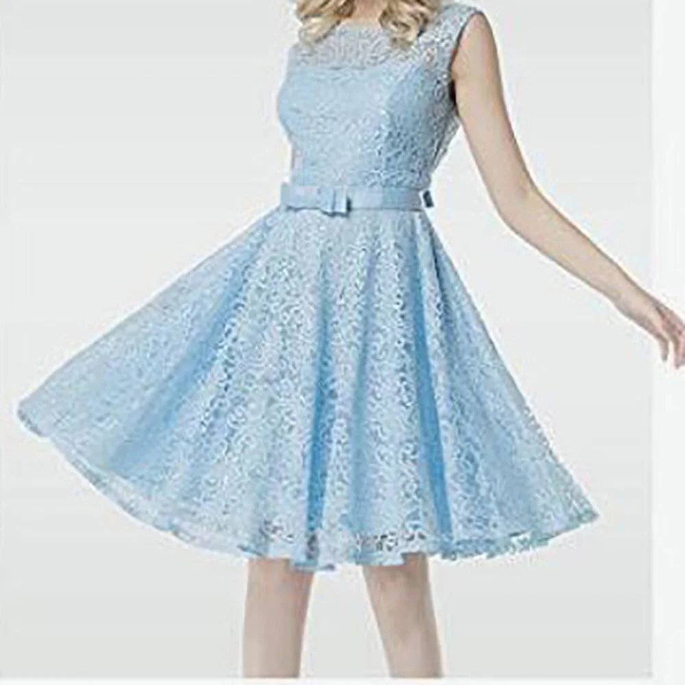 Женское модное популярное платье без рукавов с бантом винтажное кружевное