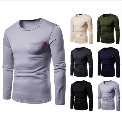 2019 осень новый модный мужской пуловер круглый воротник футболка Повседневная