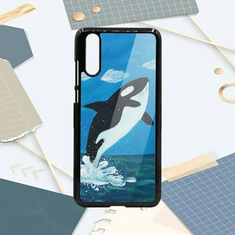 

Killer Whale Orca Watercolor animal Phone Case PC For Samsung galaxy S note 8 9 20 10 e lite2019 plus pro ultra