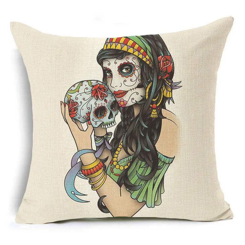 Smiry Sugar Подушка с черепом чехол панк череп цветок домашняя декоративная подушка