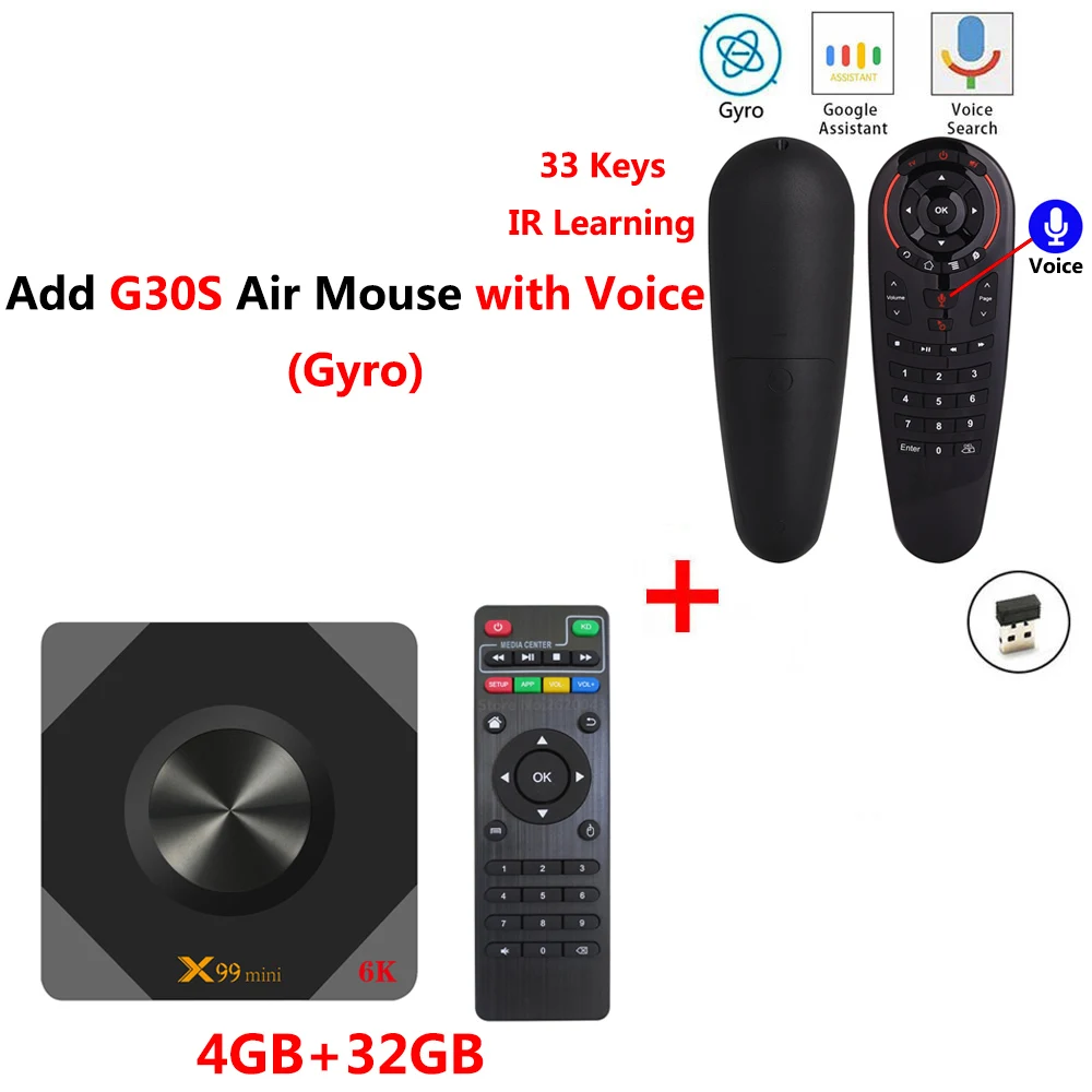 4GB 32GB add G30S X99 Мини Смарт ТВ приставка Android 9,0 4 Гб ОЗУ 32 Гб 64 Гб ПЗУ 2,4G 5G Wifi ТВ приставка Allwinner H6 четырехъядерный H.265 6K HD медиаплеер - Цвет: 4GB 32GB add G30S