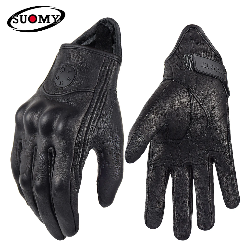 

Motorcycle Leather Gloves Black Men Anti-Slip Wearable Motocross Gloves Motorcyclist Touch Screen Women Full Finger Gloves Pink