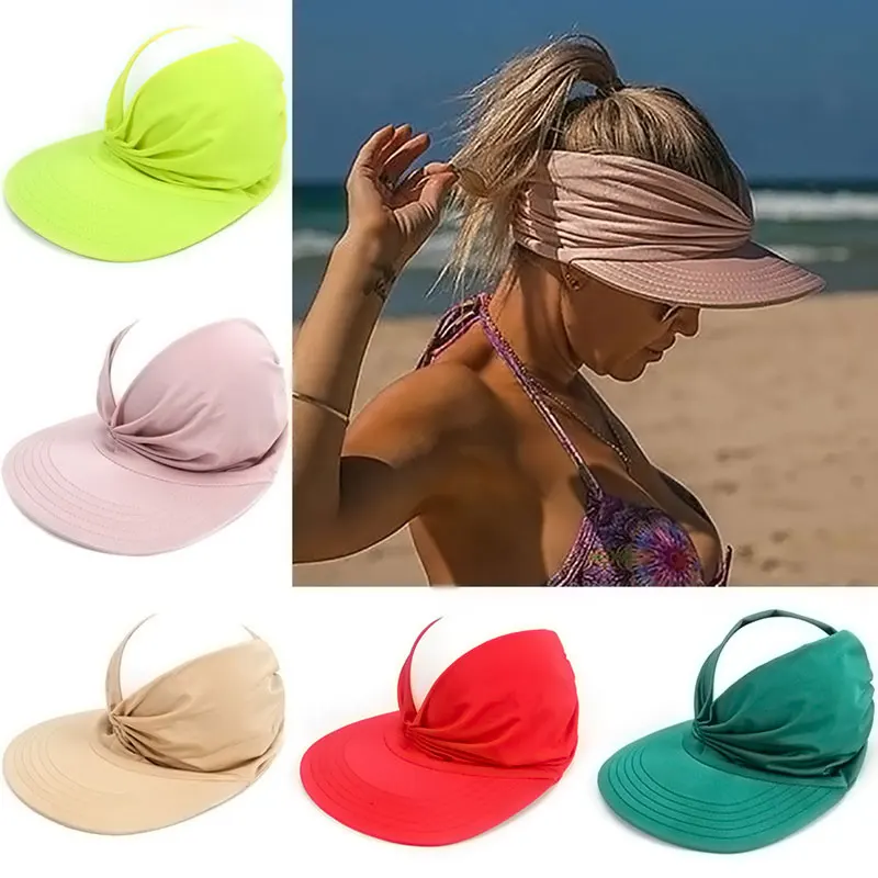 

шапка Women Summer Sun Hat Solid Color Elastic Sun Visor Hat Fashion Hollow Top Cap Outdoor Sports Travel Beach Sun Protection