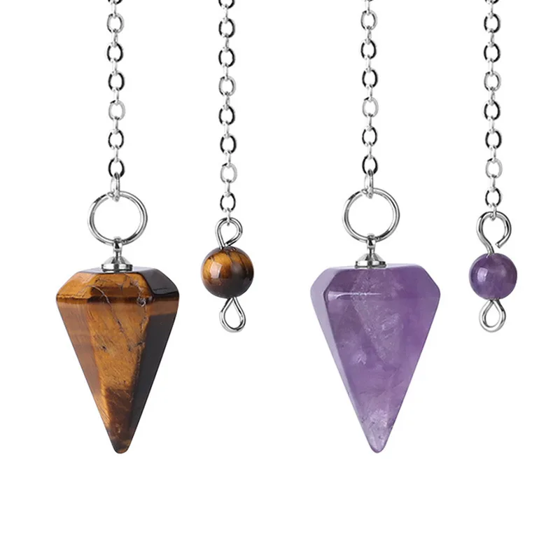 

Reiki Healing Pendulums Small Size Natural Stones Pendant Amulet Crystal Meditation Hexagonal Pendulum for Men Women Accessories