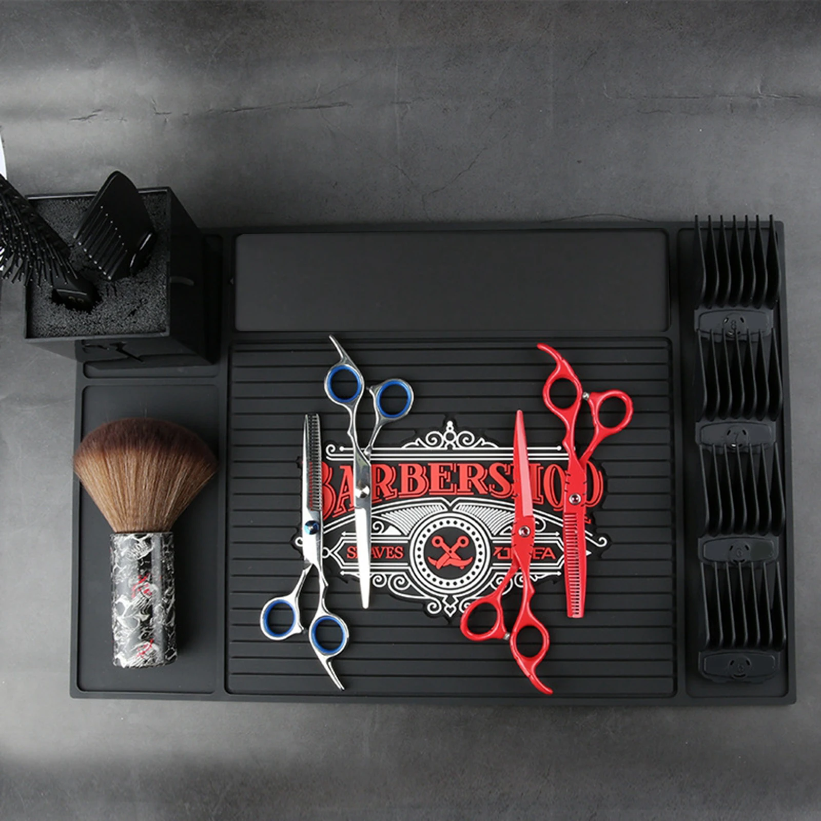 

Barber Clipper Station Mat Barbershop Non-Slip Mat Work Station Pads Black