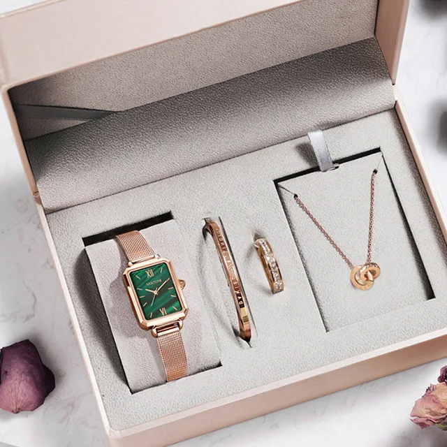 

Fashion Elegant Dress Women Stainless Steel Luxury Wristwatches For Girlfriend Birthday Anniversary Watch Gift Set NEKTOM 8828L