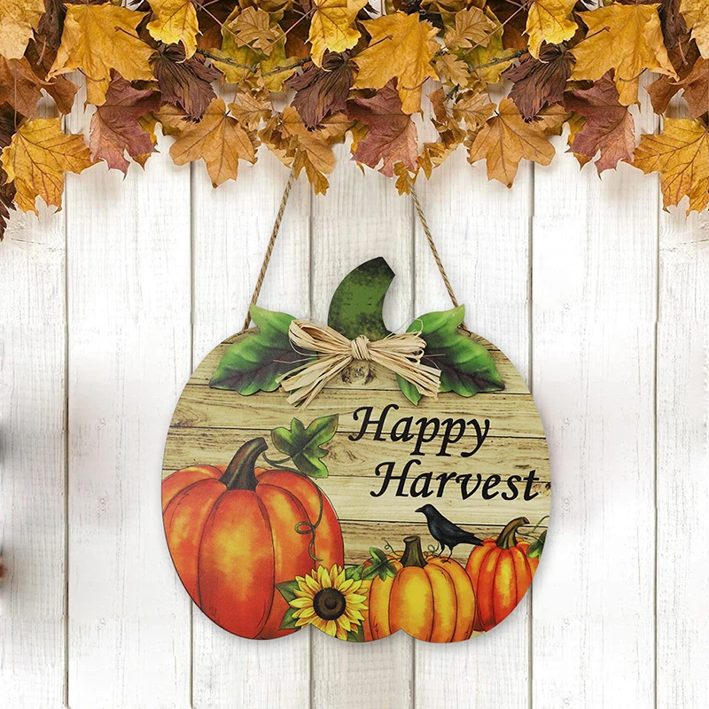 

Thanksgiving Welcome Door Ornaments American New Country Style Wooden Harvest Festival Pumpkin Home Decoration Crafts Furnishing