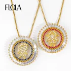 Женская Золотая цепочка FLOLA с кубическим цирконием, подвеска для пары, ожерелье с круглым кристаллом для мальчиков и девочек, Радужное ювелирное изделие, nker02