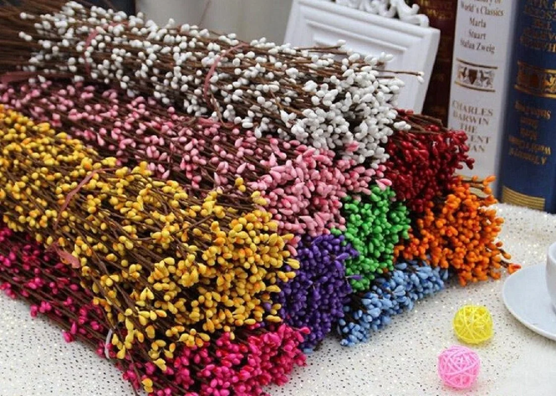 

100pcs Artificial 40cm Pretty Pip Berry Rattan Stem For Foral Arrangemanet Bracelet Wreath Wedding Flower Candy Box Decoration