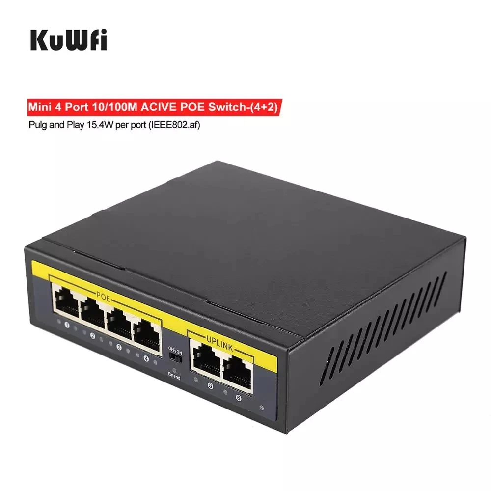 KuWFi 52 в POE коммутатор 100mbps/1000mbps Ethernet сетевой 6/12 портов 802 3 af/at сеть для