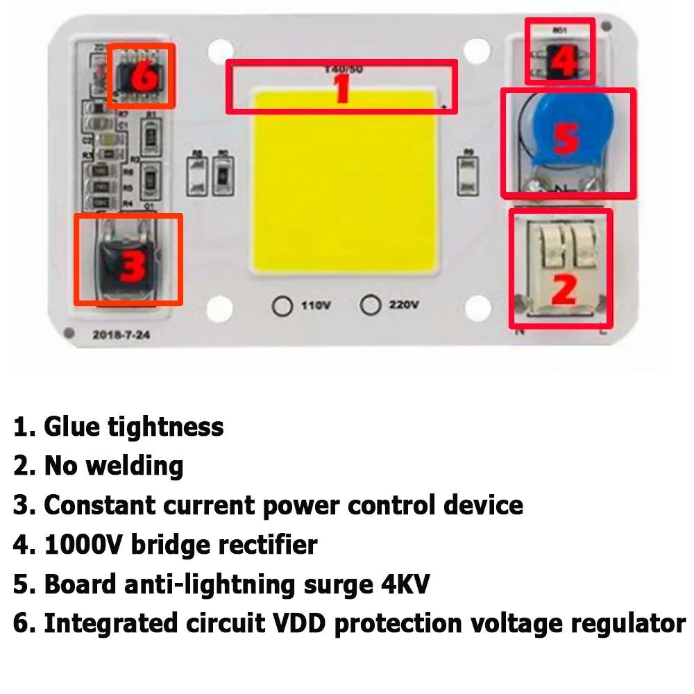 Лампа полного спектра для прожекторов 220 В переменного тока 20 Вт 30 50 теплый белый