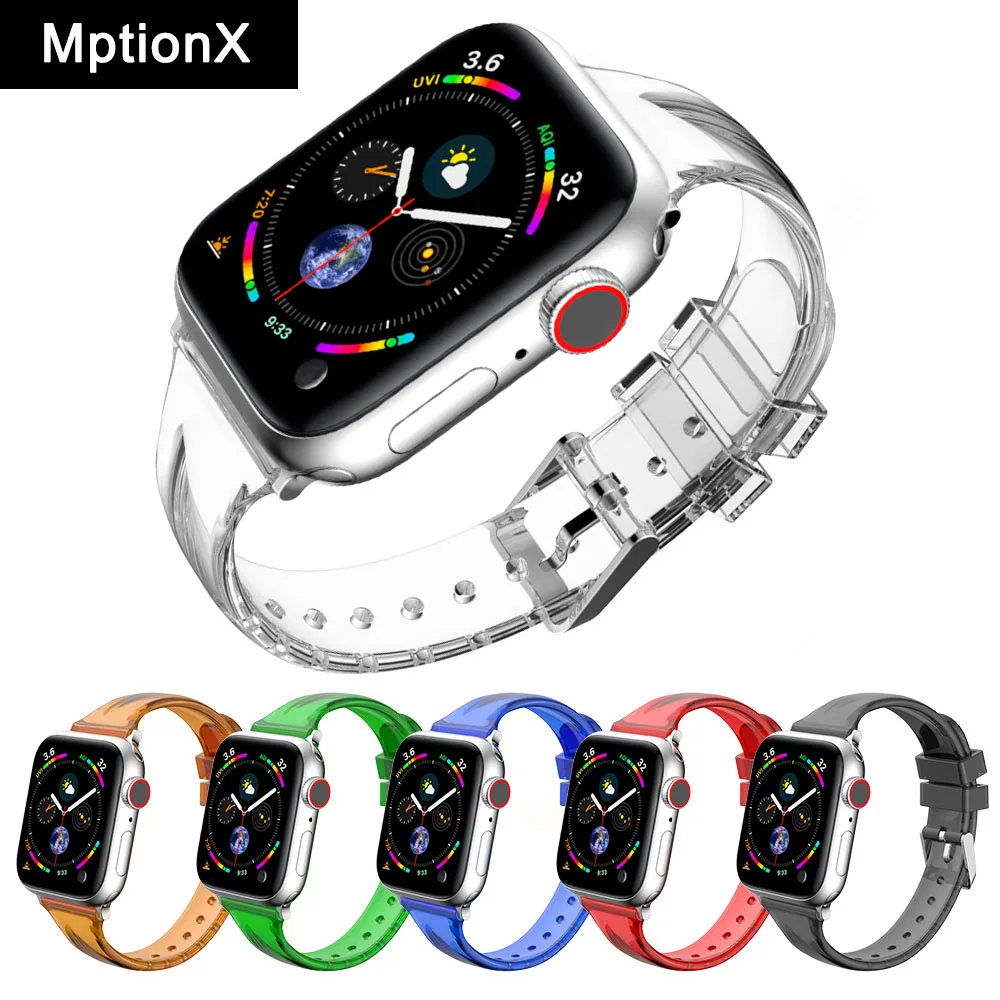 Мягкая силиконовая лента для наручных часов Apple Watch ремешок 44/40/42/38 мм браслет