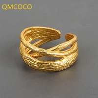 qmcoco silver color rings for women creative jewelry vintage handmade multilayer winding punk ring party accessories gifts