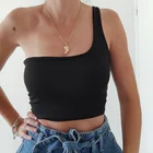 Кроп-Топ женский на одно плечо, майка без рукавов в Корейском стиле, Пляжная майка с открытым животом, модная одежда