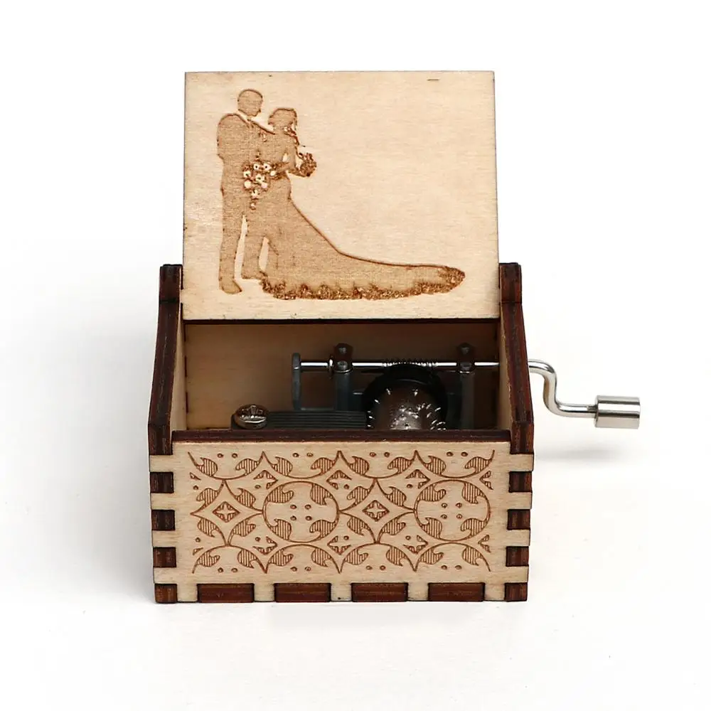 Античная резная Музыкальная шкатулка с ручным заводом деревянная для хранения