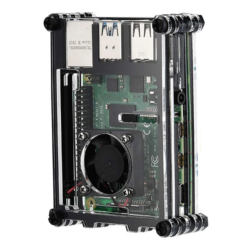 Акриловый прозрачный/прозрачный и черный чехол для Raspberry Pi 4 Модель B с