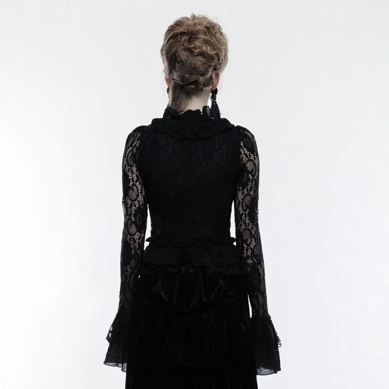 Женский воротник с оборкой в стиле панк шикарный прозрачный кружевной рукав|women