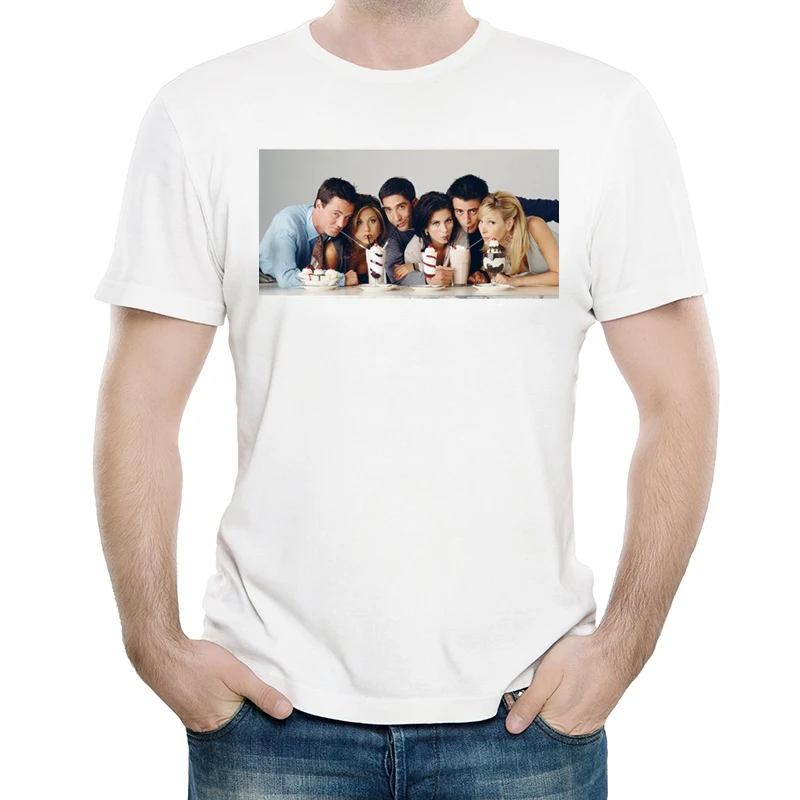

Friends T Shirt White Color Mens Fashion Short Sleeve TV Drama Friends Logo T-shirt Tops Tees tshirt Casual Joey T-shirt