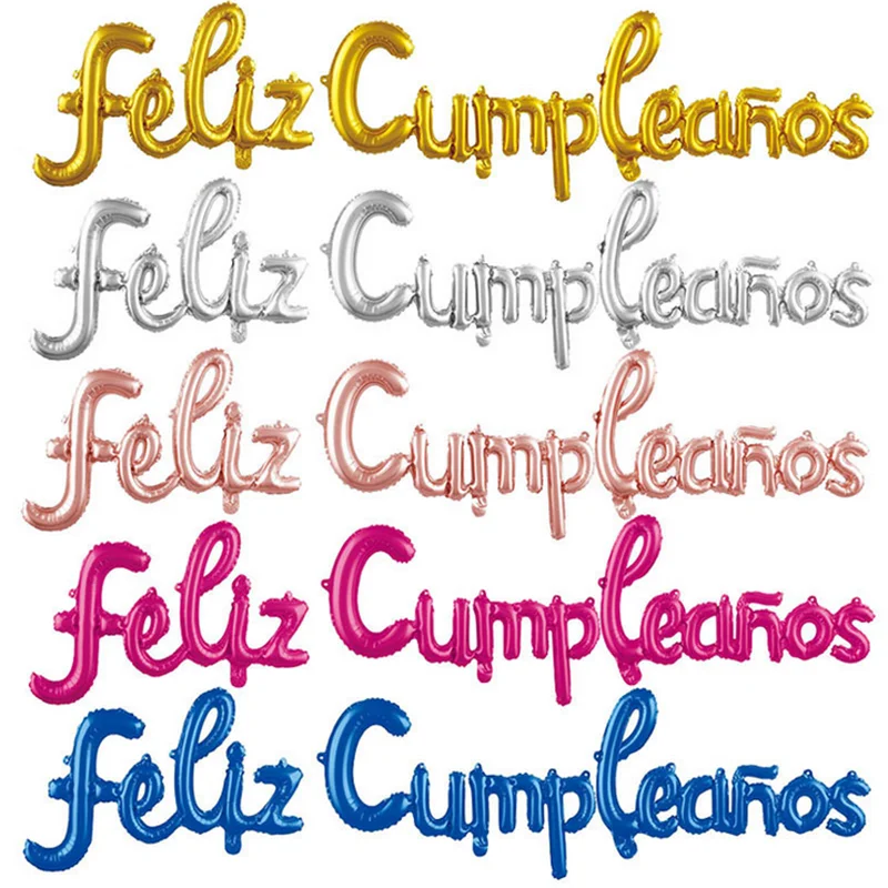 

Spanish Happy Birthday Letters Balloons Lowercase Conjoined Alphabet Foil Globos Birthday Party Decoration Banner Baby Shower